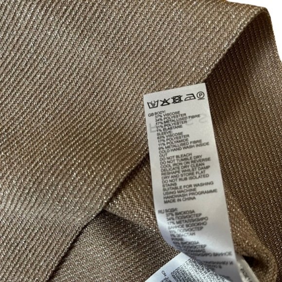 Reiss Stella Metallic Long Sleeve Top Size Medium - Picture 7 of 9